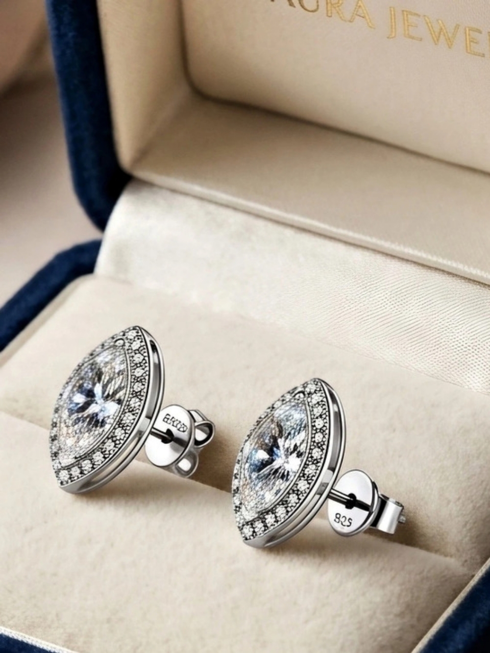 Moissanite 1 CTW Marquis Cut Stud Earrings - Silver